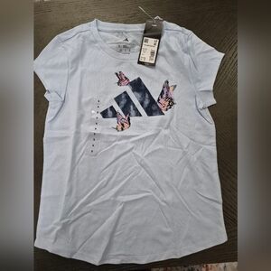 Adidas Girls' Light Blue Graphic T-Shirt Size S, M, L